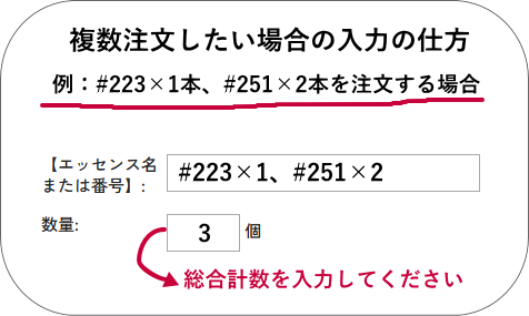 複数注文したい時の入力の仕方